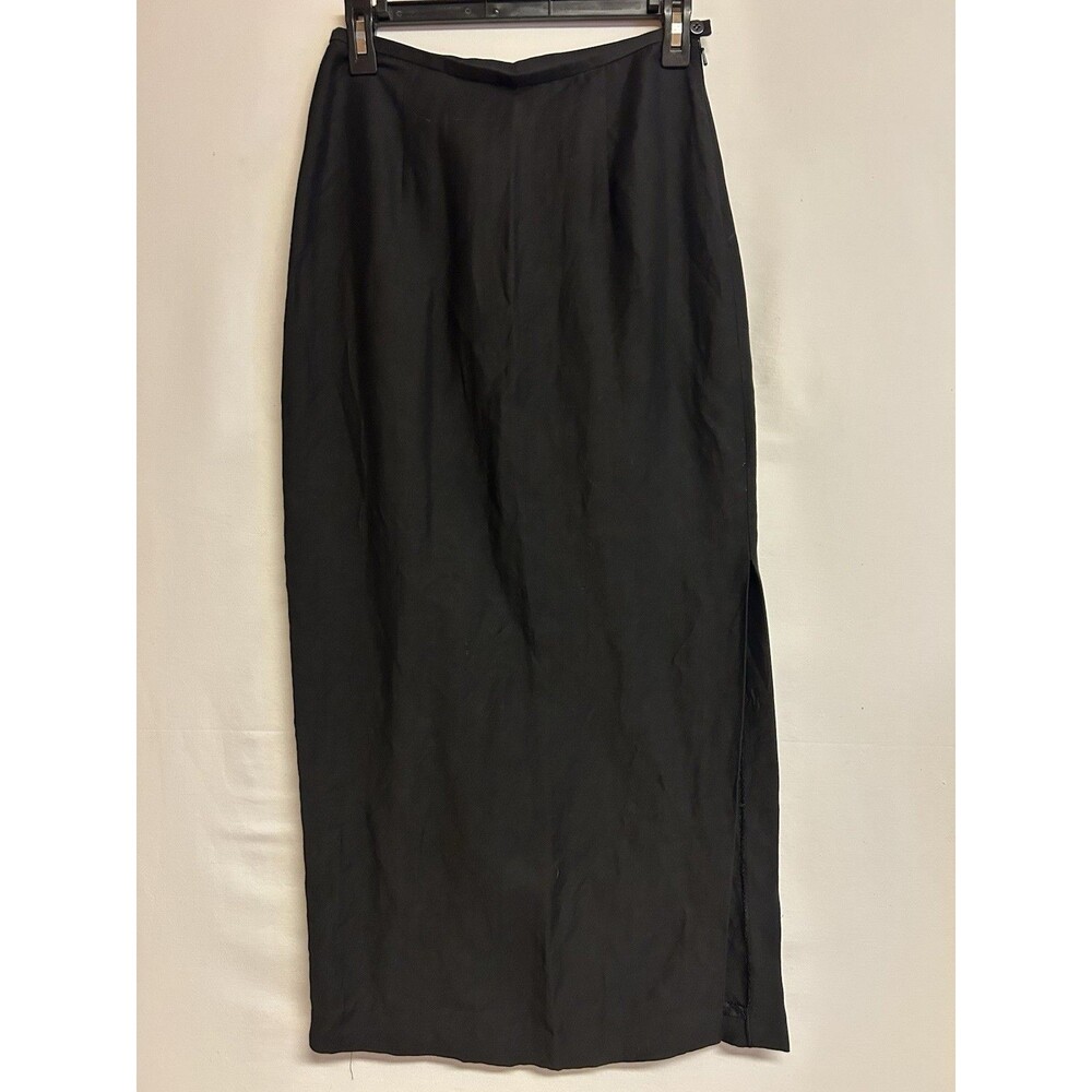 Ann Taylor Skirt Womens Size 4 Black Maxi Linen Blend Straight Pencil Career